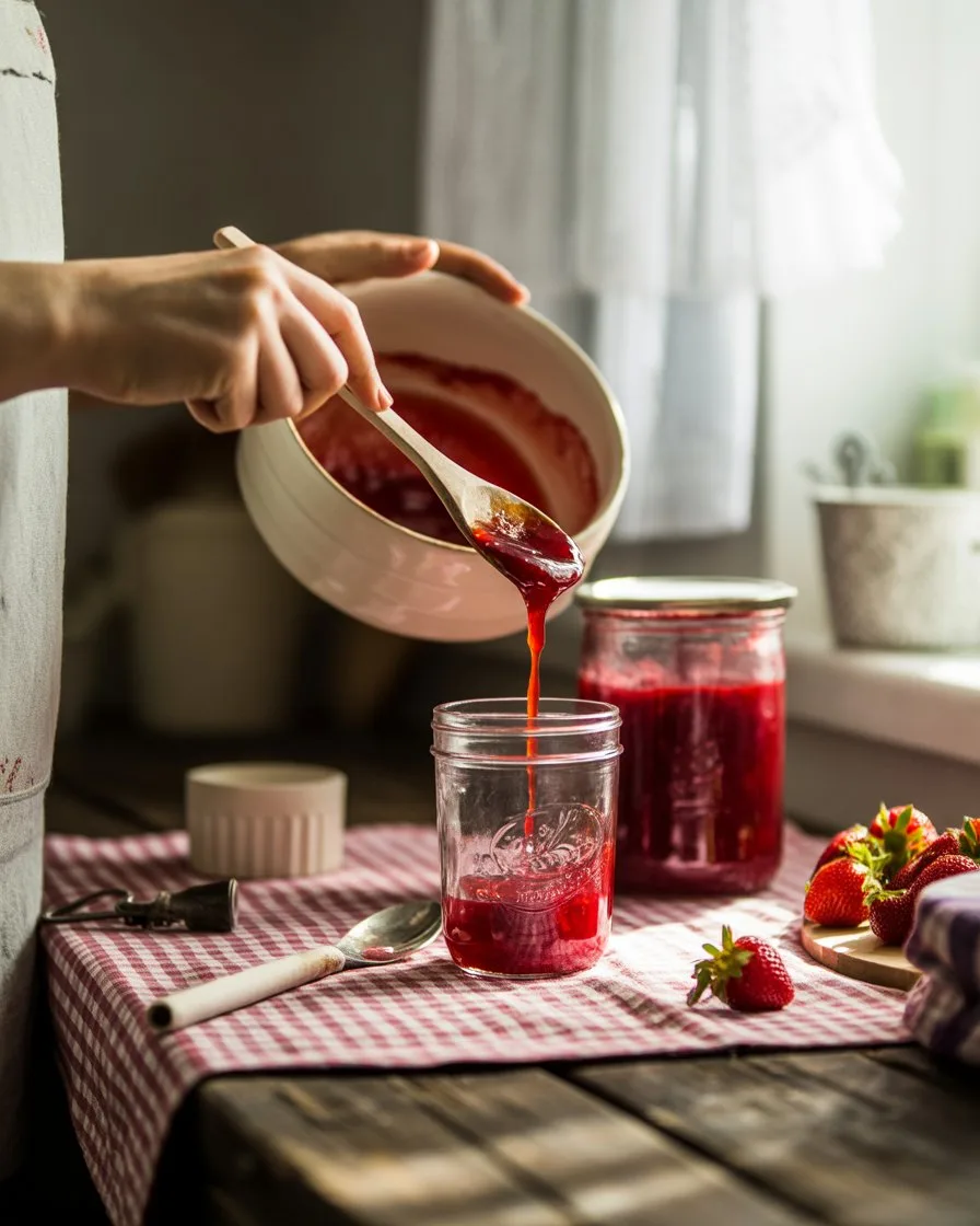 pouring jam into jars 2