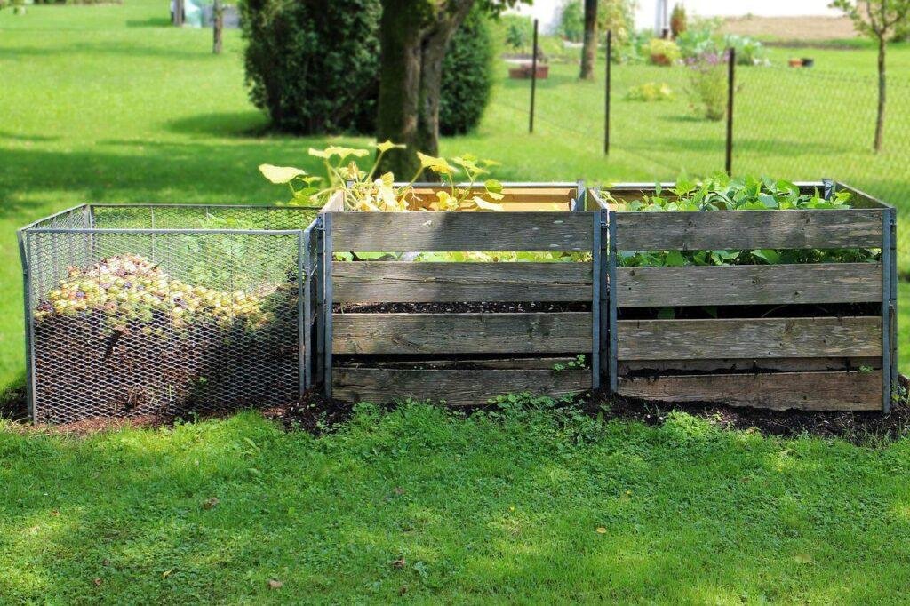 do bees make nests in compost bins? Large three-phase compost piles.