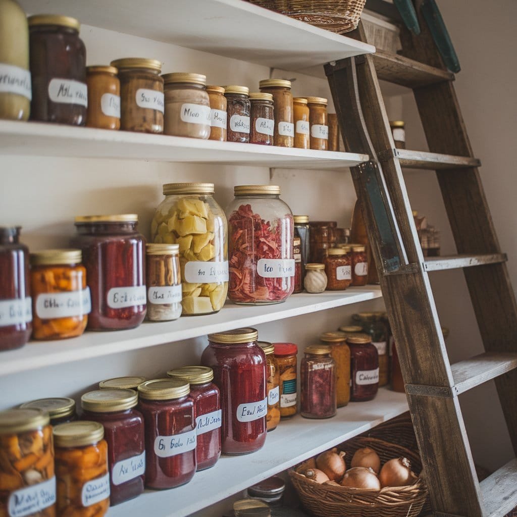 a homestead pantry filled with jars 4